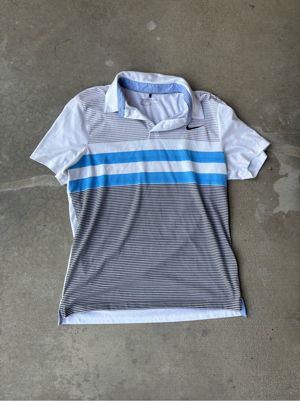 Nike Men’s White, Blue & Black Striped Polo